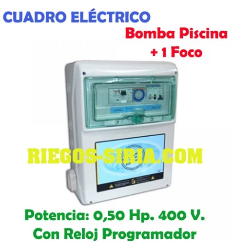 Cuadro Eléctrico Bomba Piscina 0,50 Hp. 400 V. + 1 Foco PS101T