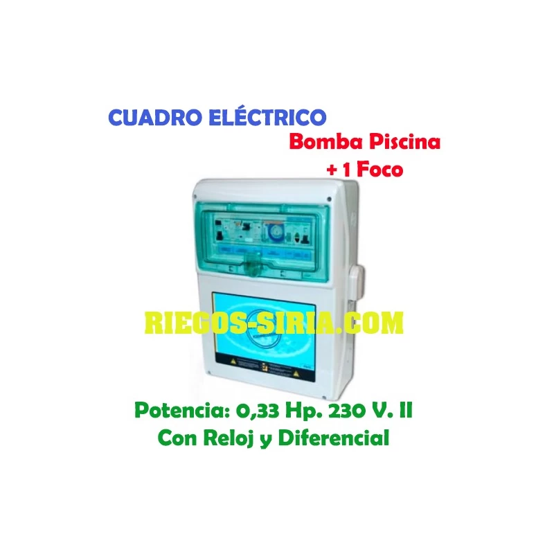 Cuadro Eléctrico Bomba Piscina 0,33 Hp. 230 V. + 1 Foco con Diferencial PS1D01M
