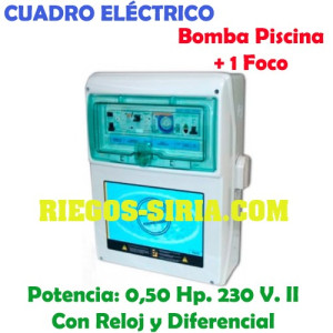 Cuadro Eléctrico Bomba Piscina 0,50 Hp. 230 V. + 1 Foco con Diferencial PS1D02M