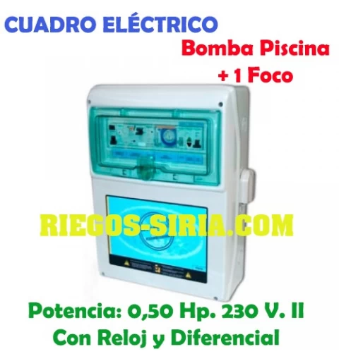 Cuadro Eléctrico Bomba Piscina 0,50 Hp. 230 V. + 1 Foco con Diferencial PS1D02M