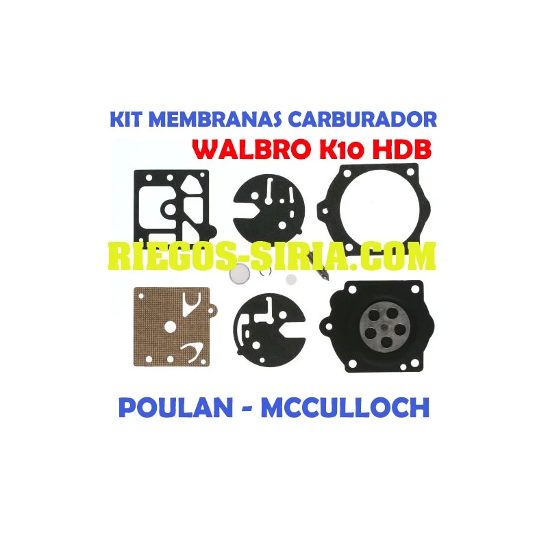 Kit Membranas Carburador adaptable Walbro K10 HDB 020806