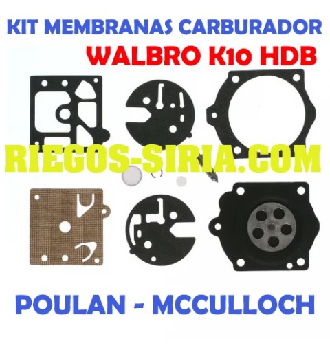 Kit Membranas Carburador adaptable Walbro K10 HDB 020806
