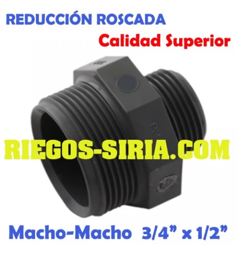 Reducción Roscada Macho-Macho PVC 3/4" x 1/2"