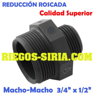 Reducción Roscada Macho-Macho PVC 3/4" x 1/2"