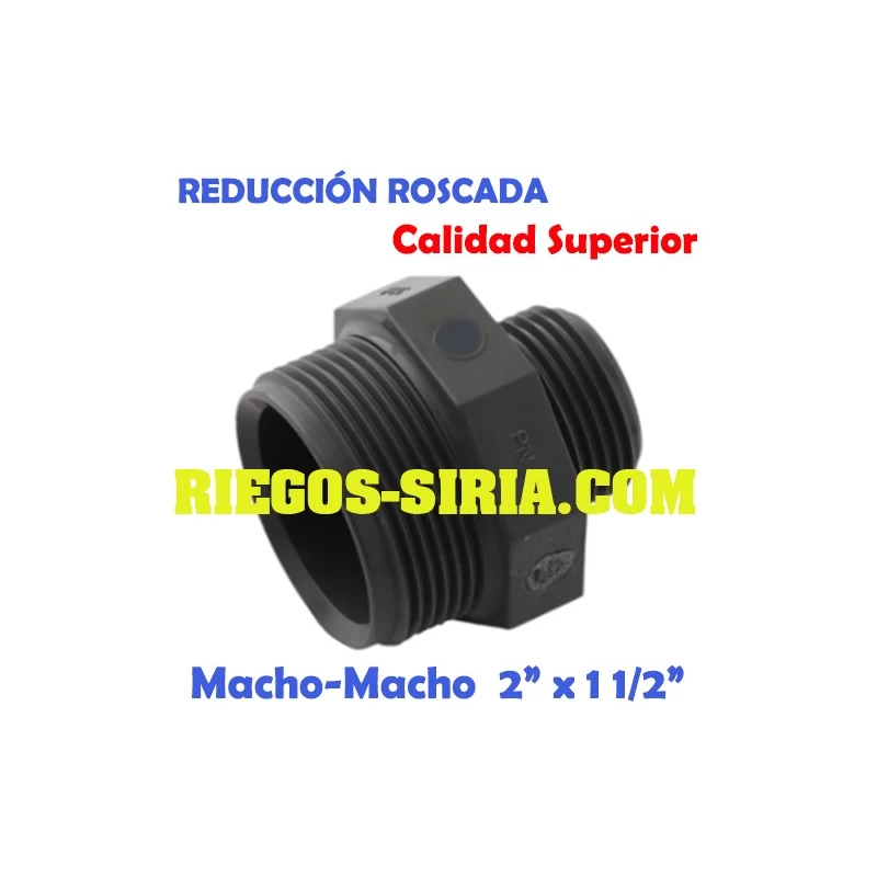 Reducción Roscada Macho-Macho PVC 2" x 1 1/2"