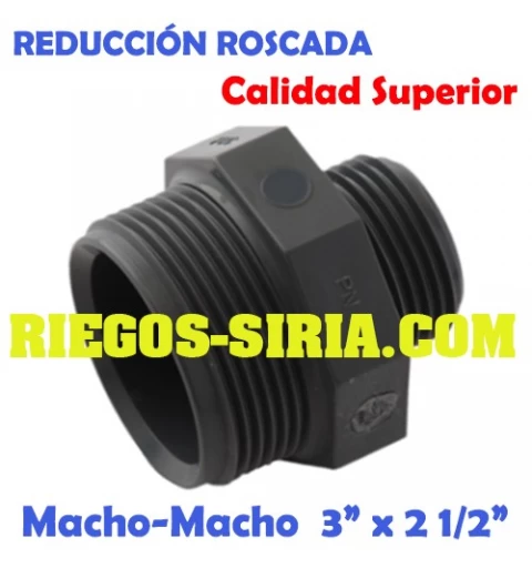 Reducción Roscada Macho-Macho PVC 3" x 2 1/2"