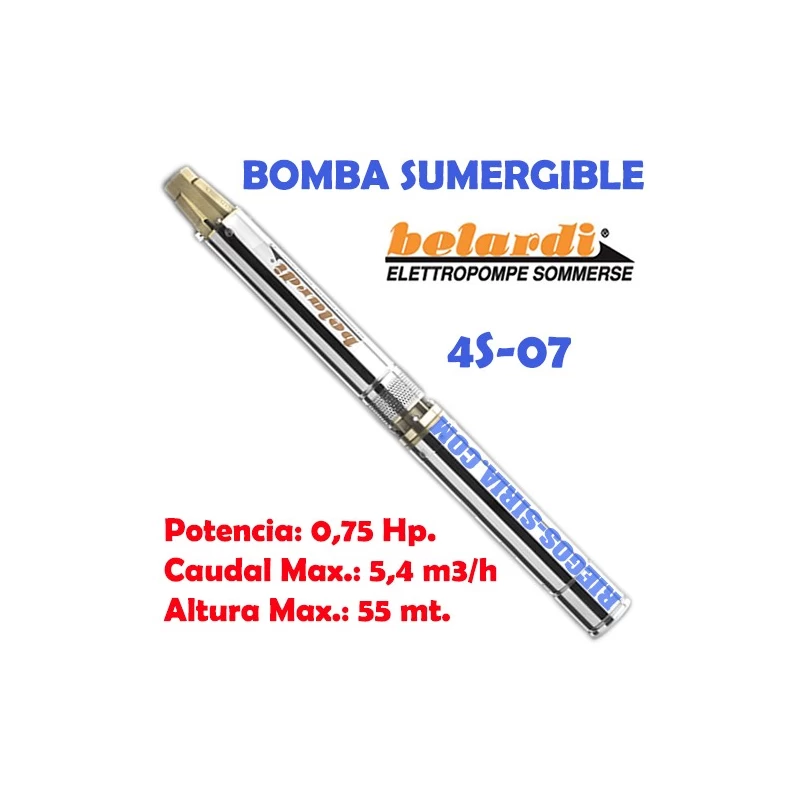 Electrobomba Sumergible Belardi 4S07 0,75 Hp. 4S07