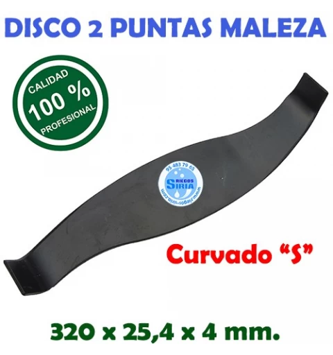 Disco Curvado Maleza 2 Puntas 320 x 25,4 x 4 mm. 130086