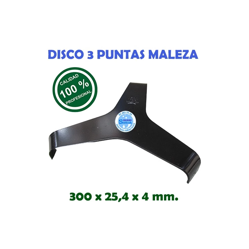 Disco Profesional 3 Puntas Maleza 300 x 25,4 x 4 mm. 130116