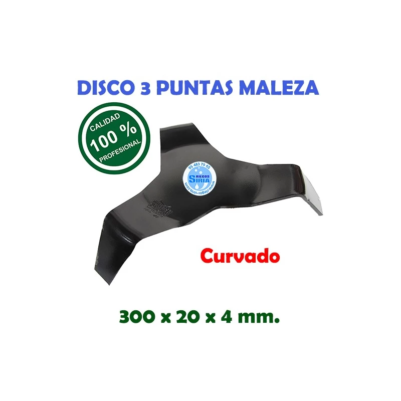 Disco Profesional 3 Puntas Curvado Maleza 300 x 20,0 x 4 mm. 130170