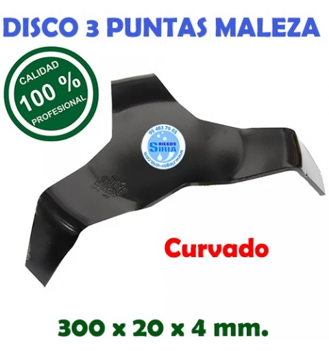 Disco Profesional 3 Puntas Curvado Maleza 300 x 20,0 x 4 mm. 130170