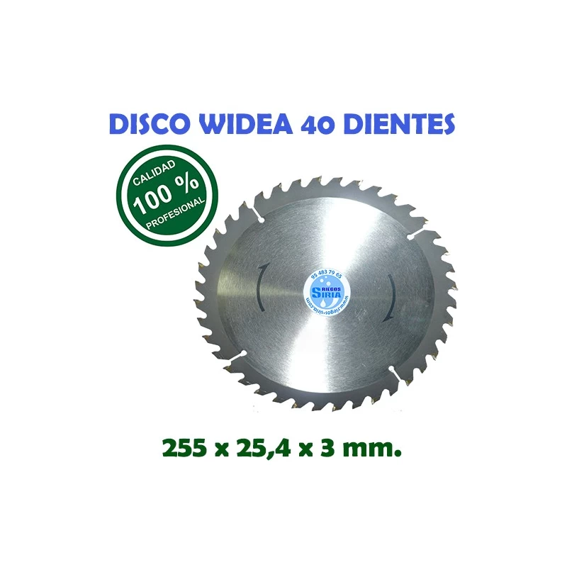 Disco Profesional Widea 40 Dientes 255 x 25,4 x 3 mm. 130166