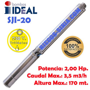 Electrobomba Sumergible 4" Ideal SJI 20 230 V. Trifásica SJI20230T