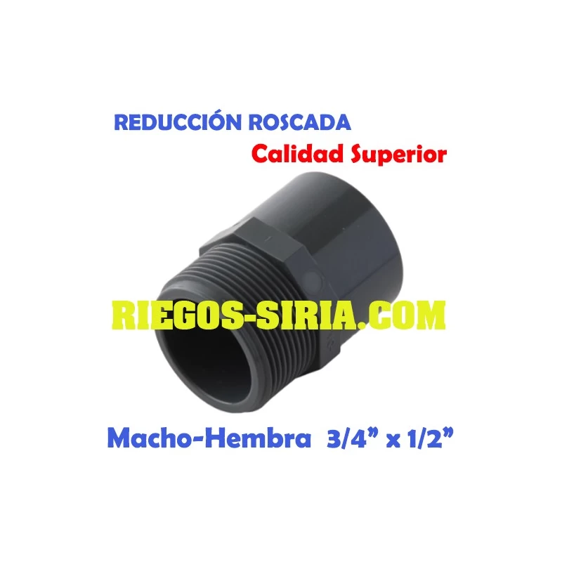 Reducción Roscada Macho-Hembra PVC 3/4" x 1/2" RMHPVC3412