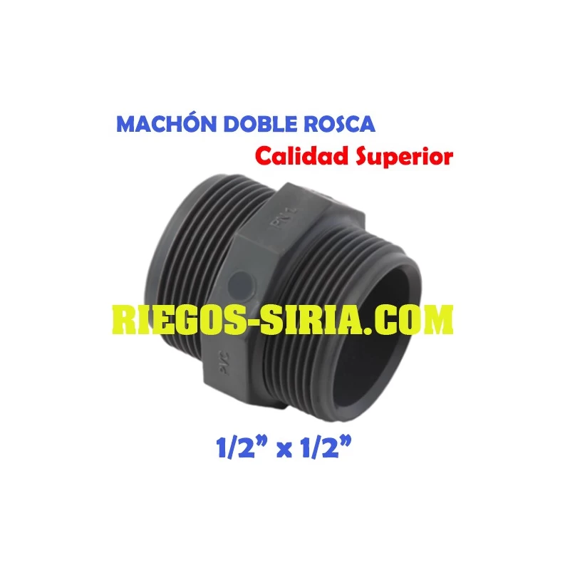 Machón Doble Rosca PVC 1/2" MDRPVC12