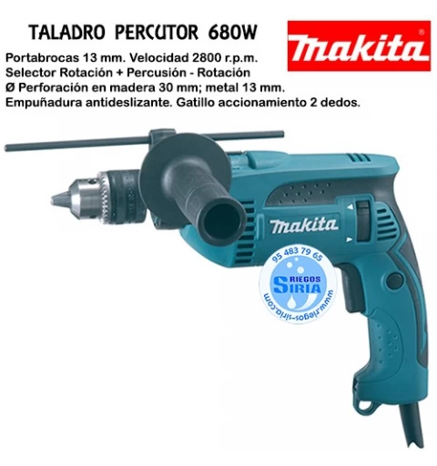 Taladro Percutor Makita 680 W Portabrocas Manual HP1640