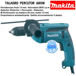 Taladro Percutor Makita 680 W Portabrocas Automático HP1641